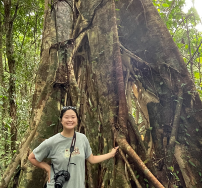 Laura Jost in front of the tree